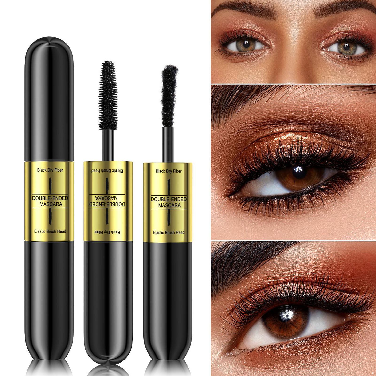 Double-Ended Mascara for Women – Fiber-Infused for Length & Fullness, Water-Resistant, Smudge-Proof, Curled Look One Size чёрный