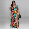 Womens Plus Size Sleeveless Jumpsuit With Chiffon Overlay Floral Print 2025 Casual Set 1XL-5XL