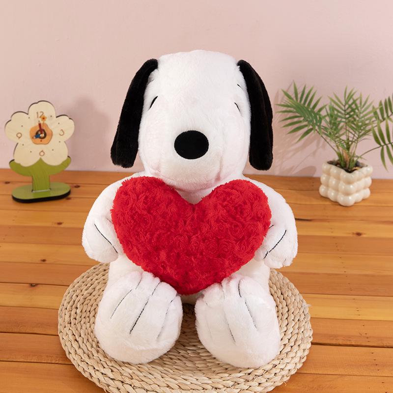 2025 Snoopy Love Heart Bouquet Plush Toy Pillow - Birthday Gift for Girls and Kids