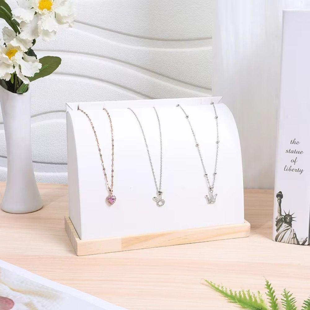 PU/Velvet Surface Jewelry Storage Rack Solid Wood Base Chain Pendant Storage Holder Photo Props