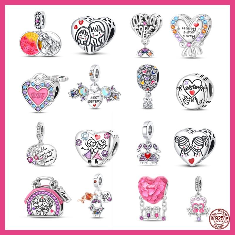 100% Copper Sister Friend Charm Love Heart Blessing Series Suitable For 3Mm'S Bracelet Ladies Fine Jewelry Gift