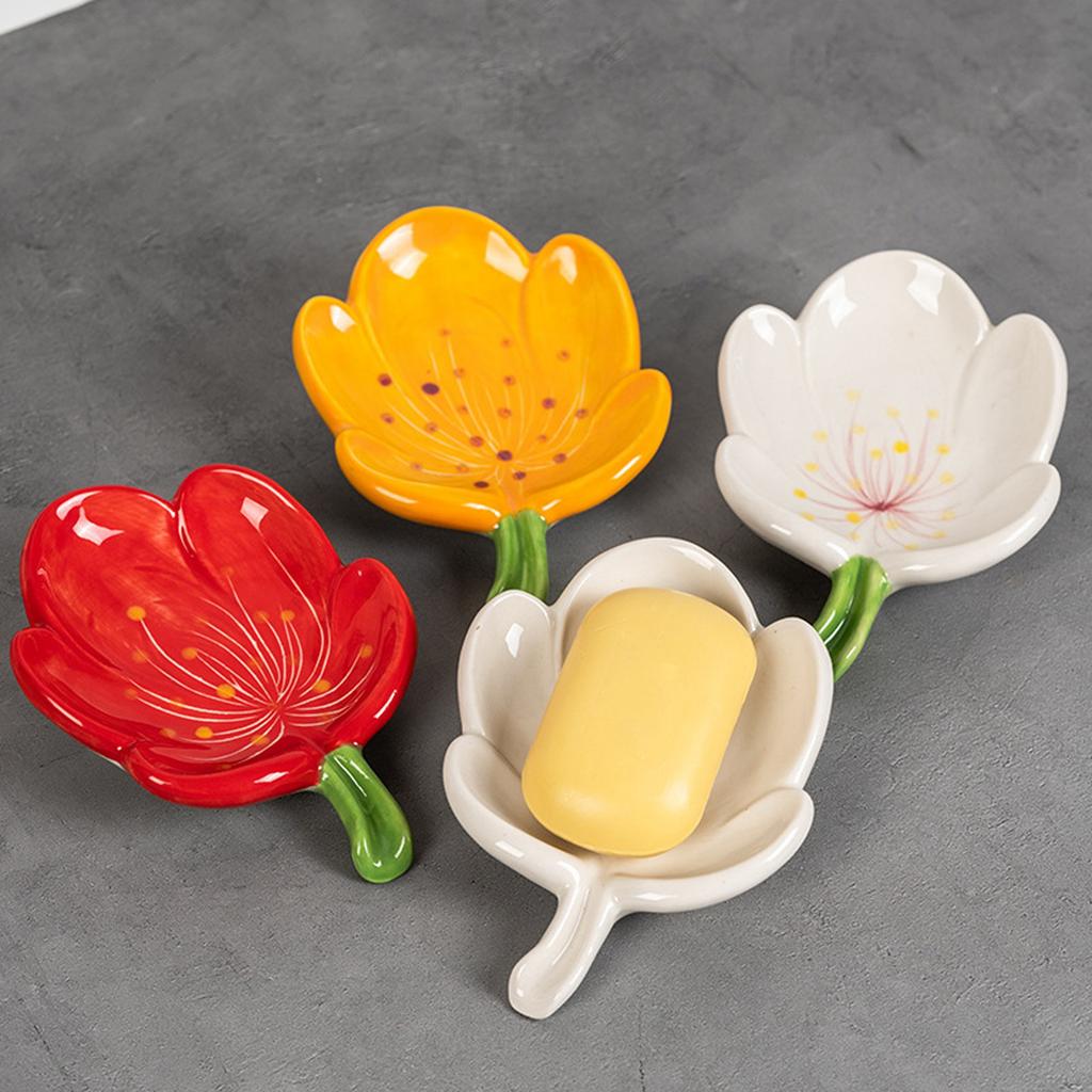 Ceramic Leaf Soap Box Drain Soap Shelf Soap Holder Soap Dish Tray