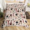 Dog Lover Duvet Cover Hand Drawn Paw Print Doodles Circular Pattern Drawing Style Animals Bedroom Decorations Coral Turquoise