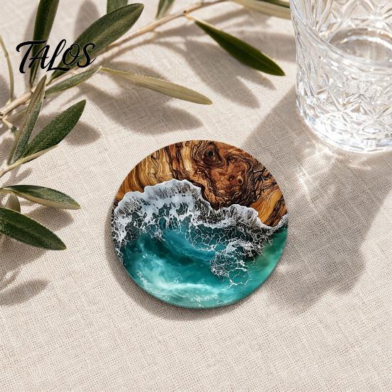 6PCS Car Coaster, Reusable Ocean Theme Heat Resistant Pads, Non-Slip Stain Resistant Cup Holders, for Office Desk Home Use