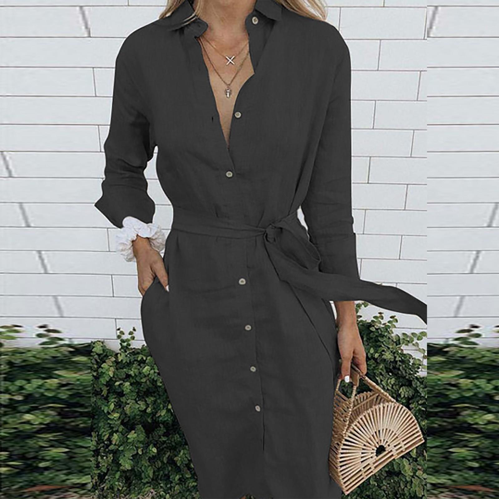 Women s Fashion Elegant Color Thin Belt Long Shirt Long Skirt Women L чёрный