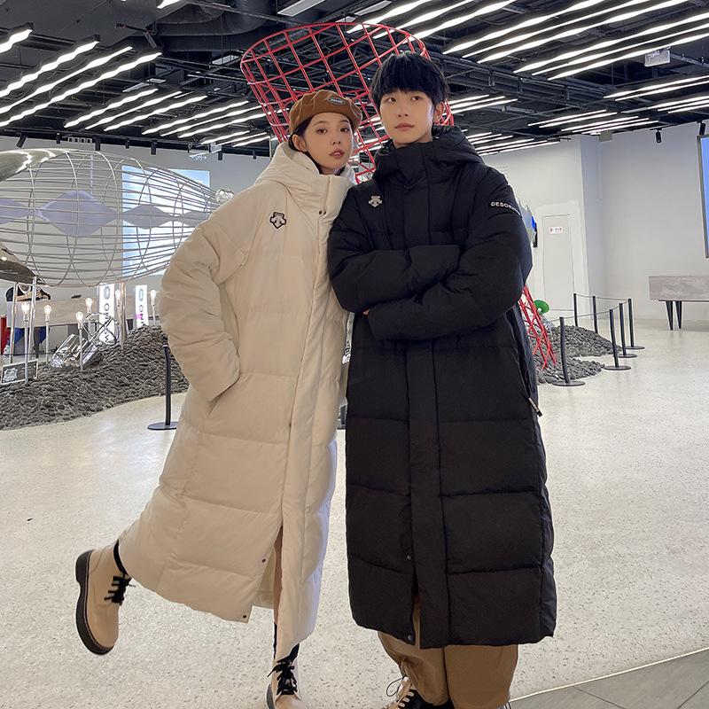 Long Down Jacket for Male and Female Couples, Same Style, Korean Long Over-the-knee Down Jacket, Thickened and Warm White Duck Down Jacket for Men