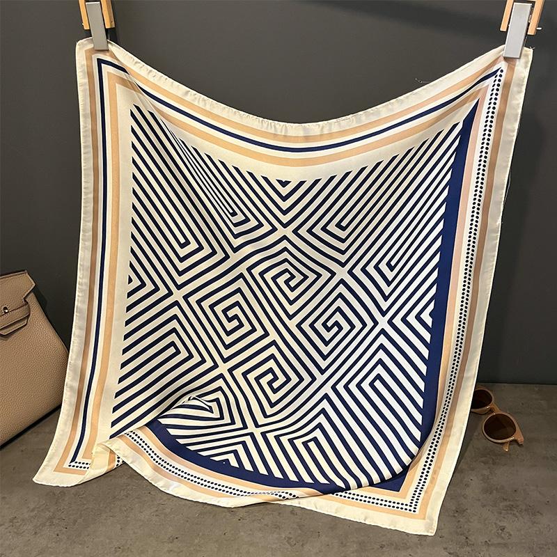 

2025 роскошный брендовый шелковый квадратный клетчатый шарф женский атласный шейный платок для волос мягкая рабочая повязка на шею хиджаб женский платок