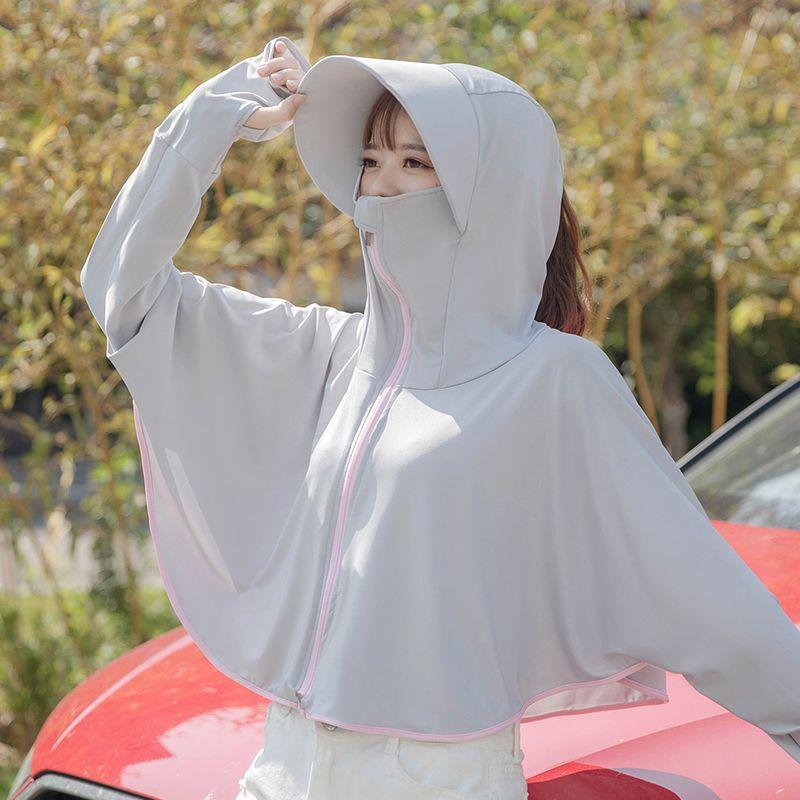 1 pezzo Felpa Estiva Donna Protezione Solare Femminile Colore Unico Sottile Seta di Ghiaccio Protezione UV Manica Lunga Giubbotti Traspirante Camicia Abbigliamento