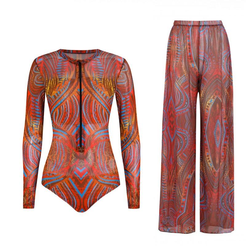 Costume da Bagno Solare Donna Alta Elasticità Ispessito Rete Pantaloni Larghi Costumi da Bagno Europei e Americani Fitness Intero