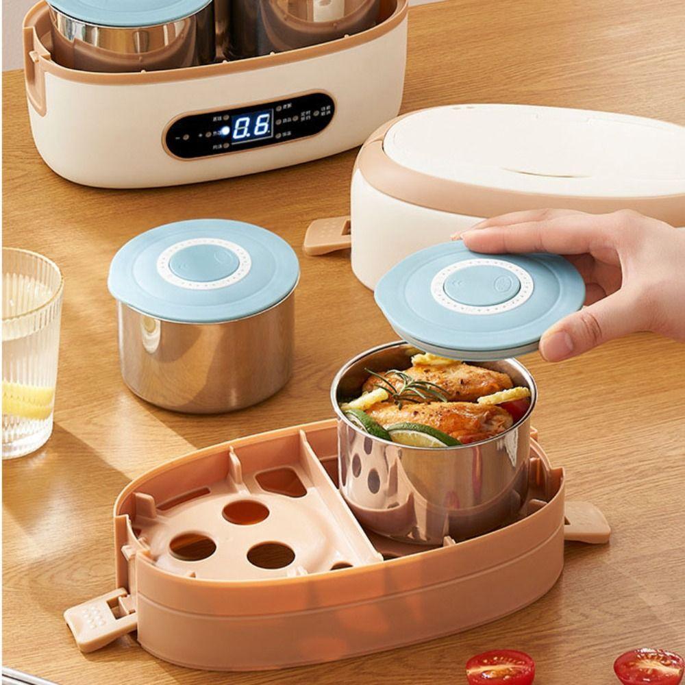 2LCapacity Food Warmer Rechargeable Hot Meal Container Portable Electric Heated Lunch Box  School