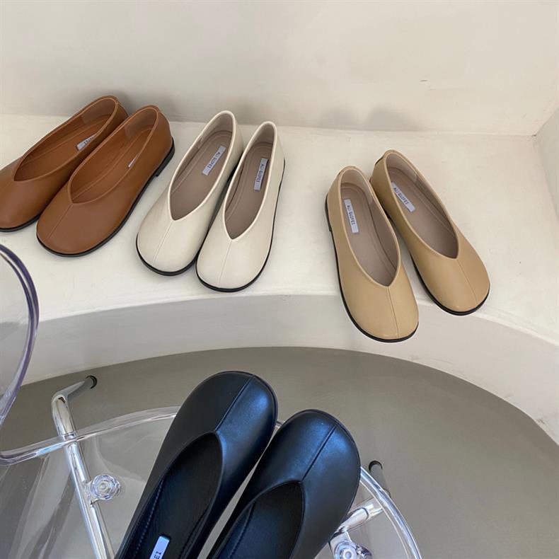 IPPEUM Women Mary Janes Shoes Ballet Flats Black 2025 New Soft Women Leather Ballerina Shoes