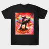 Asian Size Men Black Print T-shirt Space Sloth Riding Dinosaur Unicorn - Pizza & Taco No-Cut Print Cotton Tshirt
