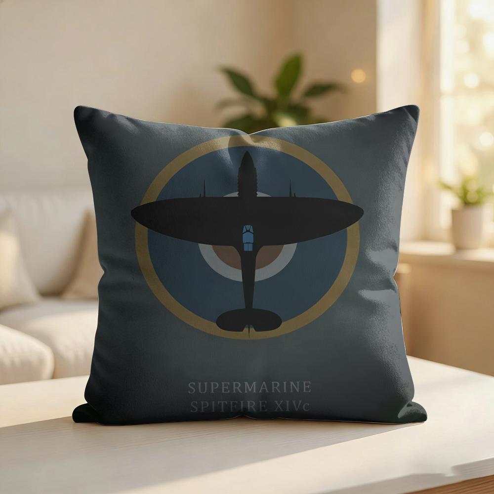 Fighter Jet Enthusiast Cool Cushion Cover Silky Short Plush Invisible Zipper Dustproof Sofa Pillow Case For Home Decor