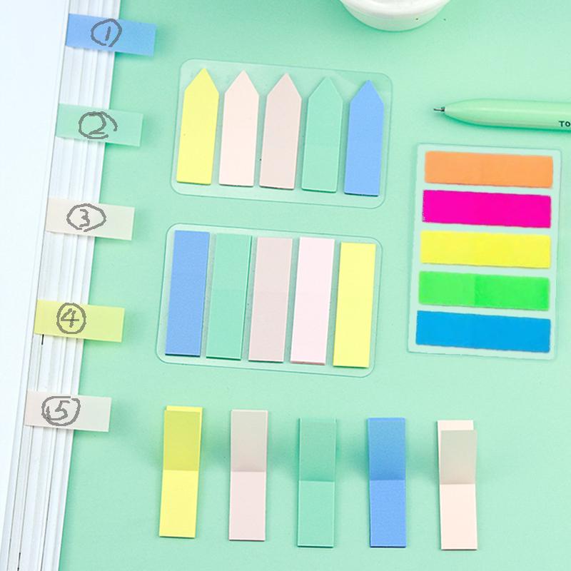 PET Index Sticker Color Marked Sticky Notes Office Cultural Supplies Student Stationery Semi-transparent Self Adhesive Strip TMZ