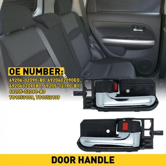 Interior Door Handle Set For 2003-2008 Toyota Corolla Chrome Lever Plastic 2-Pcs