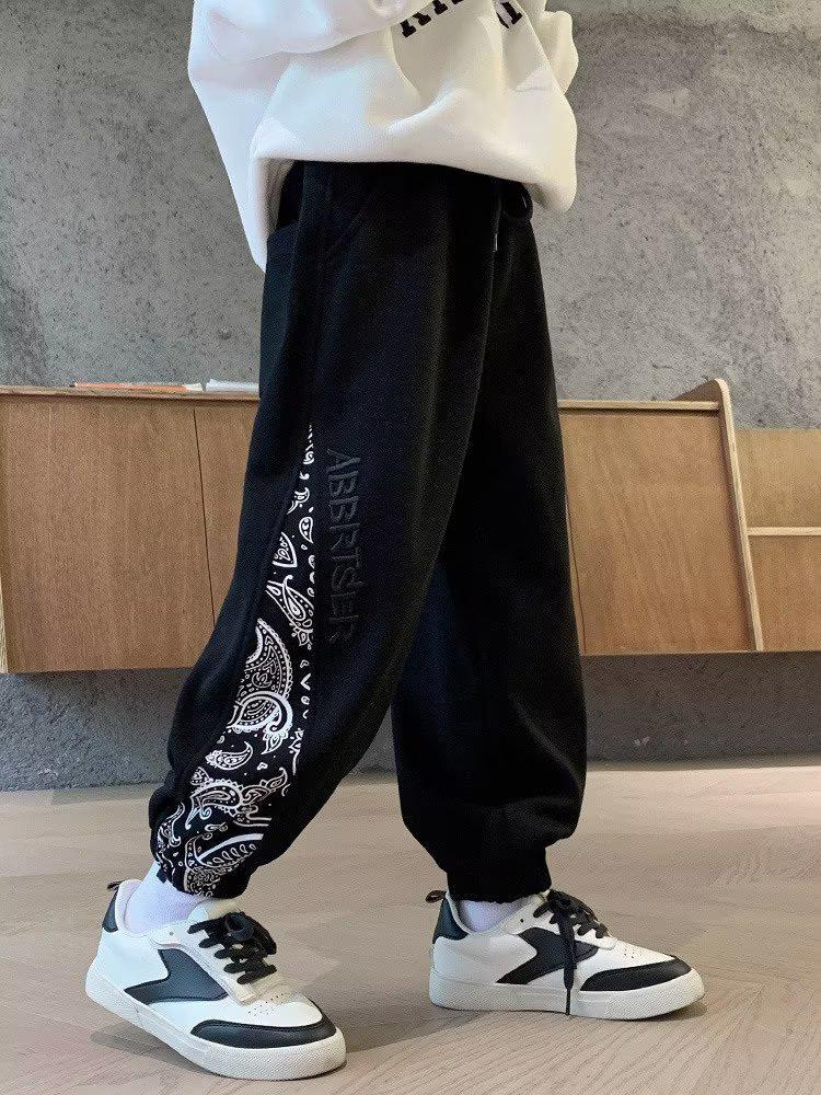 

Спортивные брюки для мальчиков осень 2024 года — стильные свободные спортивные брюки для детей среднего и большого размера 160cm