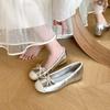 Inner Heightening Version~ French Fairy Wind Light Mouth Bow Single Shoes Women's Spring and Autumn Soft-soled Color Matching Small Fragrant Wind Si
