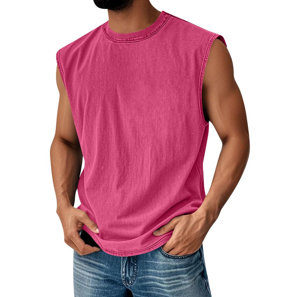 Herren Rundhals Used Look Oberteil Lässiger Komfort Weste