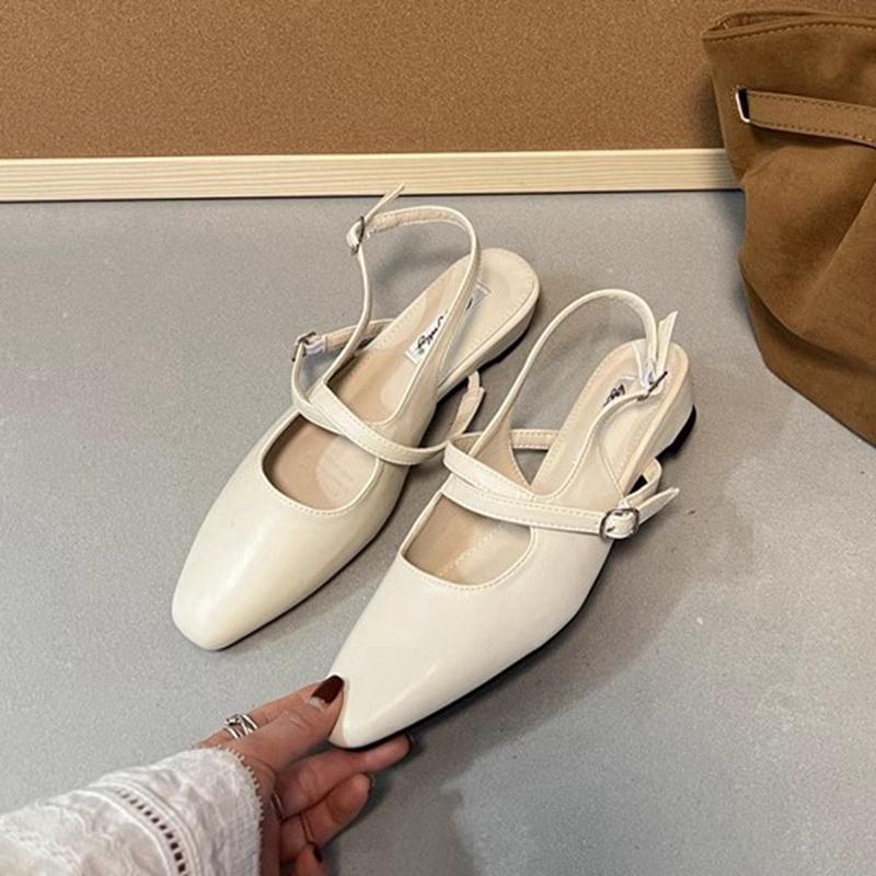 

Fashion SUOJIALUN 2025 Spring New Women Sandal Fashion Round Toe Ladies Elegant Slingback Shoes Square Low Heel Outdoor Dress Pumps 35 бежевый