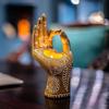 Hztyyier Buddha Yoga Candle Holder Carved Gesture Candlestick Hand Tabletop Tealight Desktop Candle Decor