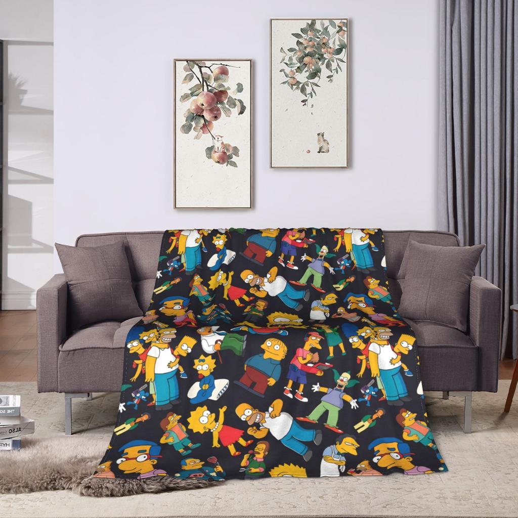 Bart Homer Lisa Marg Blanket The S-Simpsons Super Soft Print Plush Throw Blanket For Living Room Flannel Bedspread Bed Cover