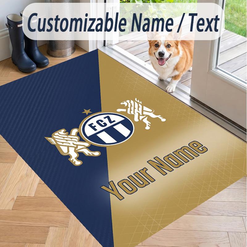 Custom Text Printed Rug FC Zürich Non Slip Floor Carpet For Home Room Decor