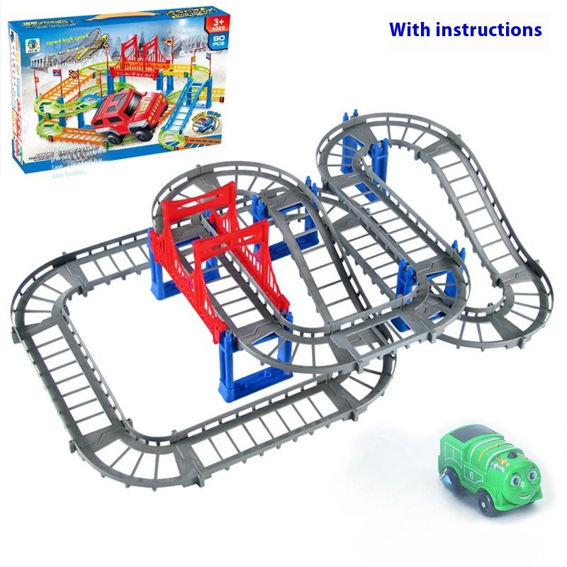 Variety of Track Car Drag Horse Assembly Electric High-speed Track Educational Toys Children's DIY Toys