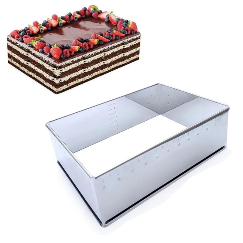 Stainless Steel Adjustable Cake Frame For Even Heat Distribution Rectangular Tiramisus Baking Molds For Home Use