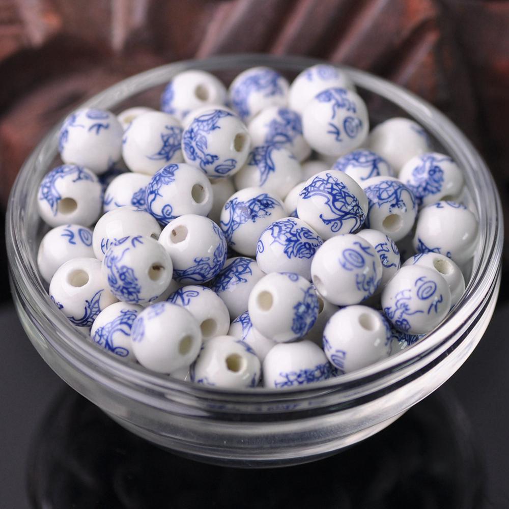 

20 шт. Круглые бусины-разделители из керамического фарфора с цветочными узорами, 10 мм, 12 мм, лот для DIY поделок, браслетов, аксессуары для изготовления ювелирных изделий 12mm-20pcs