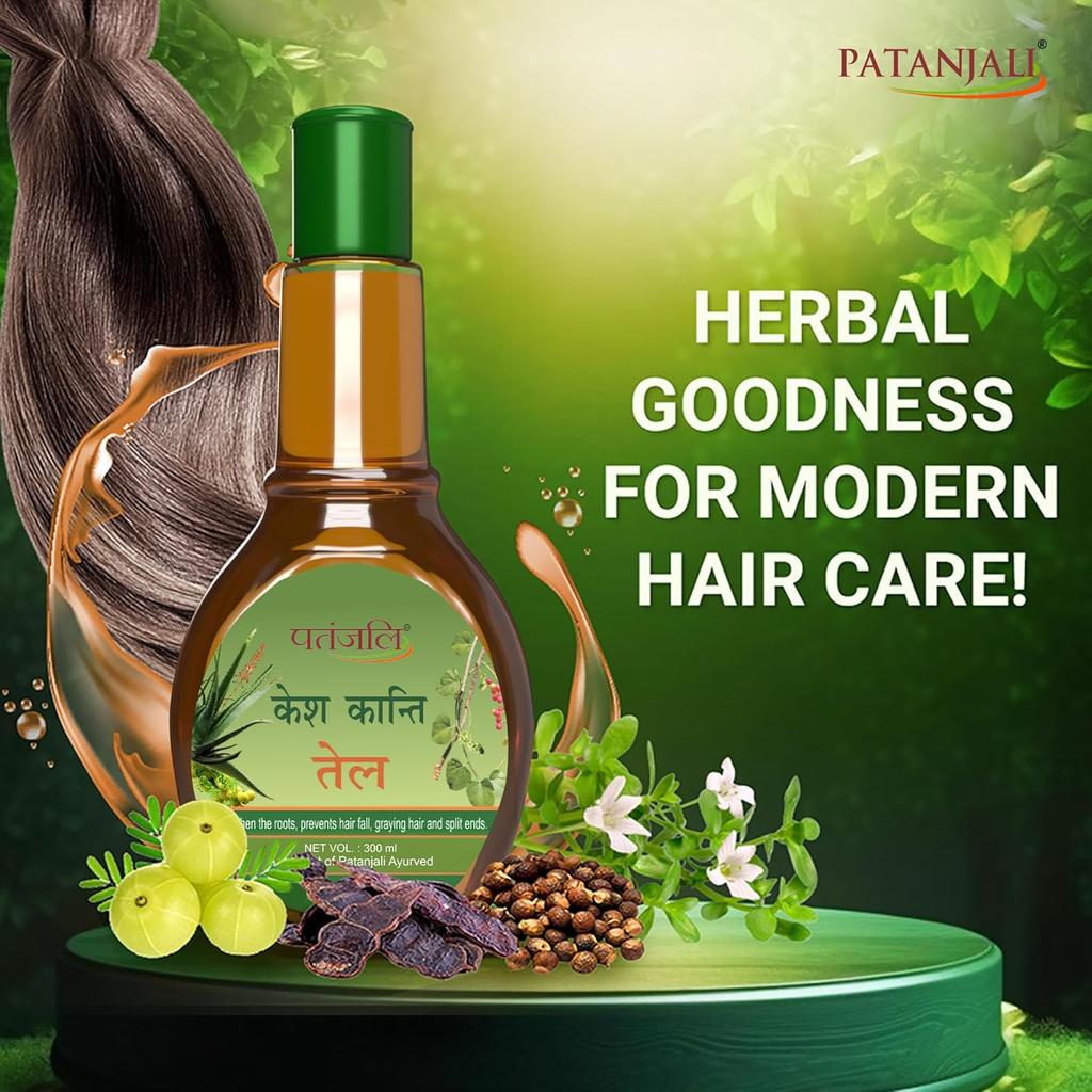 Patanjali Kesh Kanti Hair Oil 300ml Pack of 1 for Strong, Healthy, Smooth and Nourished Hair