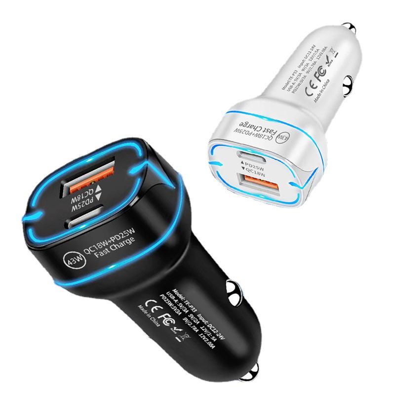 PD25W Dual Port Fast Car Charger for Xiaomi, Huawei, Apple – Cigarette Lighter Adapter