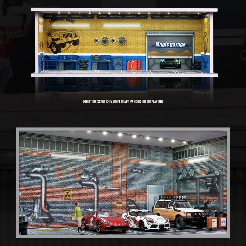 Simulation Garage Scene Model With Lights Car Model Display Box Parking Lot Model  Zinc Zinc Alloy Car