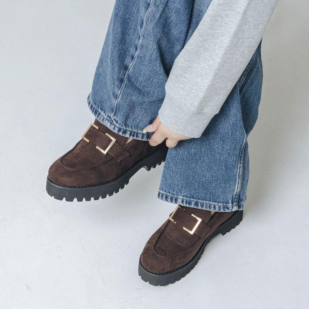 [Evol] Track Sole Buckle Loafers with Heels, Suitable for Rain or Shine (Excluding Some Colors)