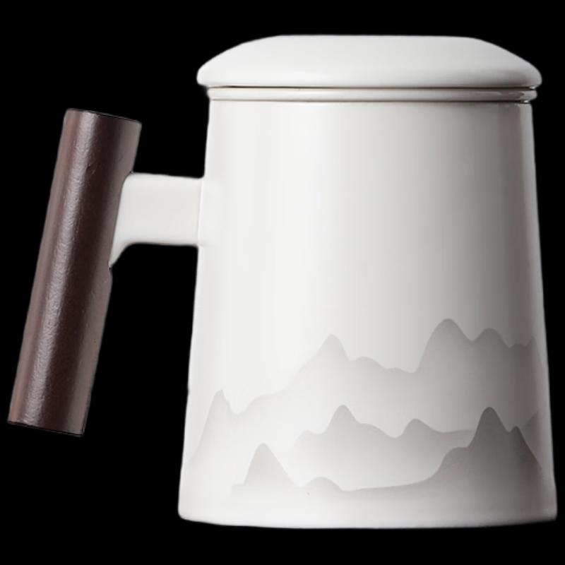 Shangyanfang Mutton Fat Jade Porcelain Tea Infuser Office Cup
