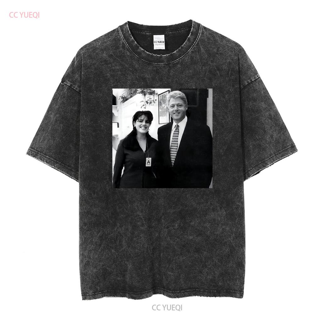 Funny Bill Clinton And Monica Lewinsky T Shirt All Siz vintage Washed streetwear homme Breathable Casual Stylish Unisex Soft