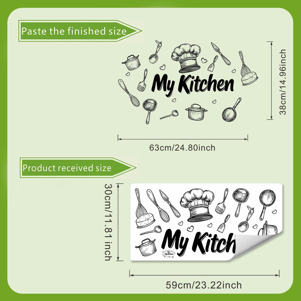 1 Piece Creative Kitchen Utensils Pattern Self-Adhesive Wall Sticker PVC Waterproof Home Decor Art for Kitchen Dining Room