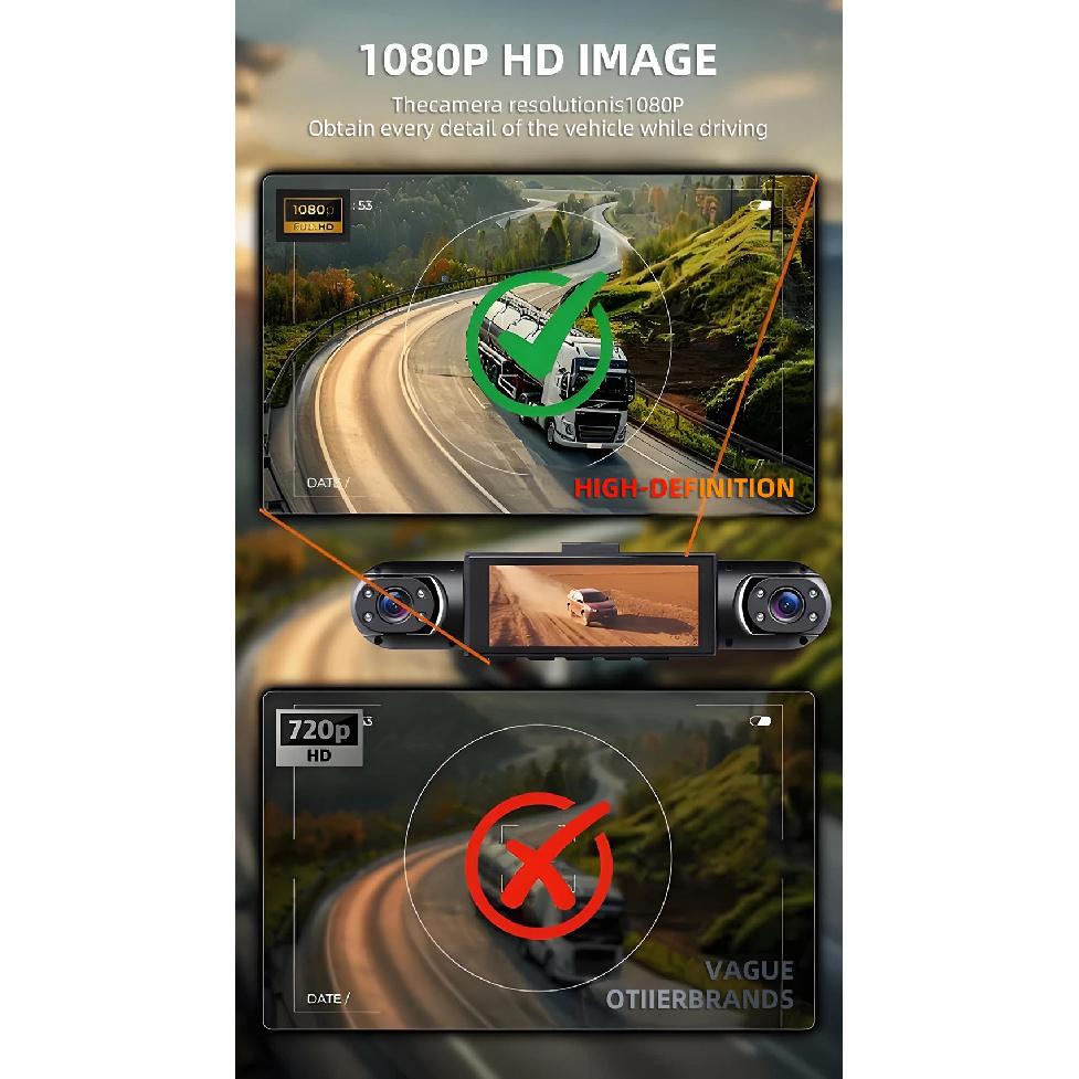 4 Channel Dash Cam Mini Driving Recorder 1080P Video Recorder with Night Vision Parking Surveillance Car DVR Camera