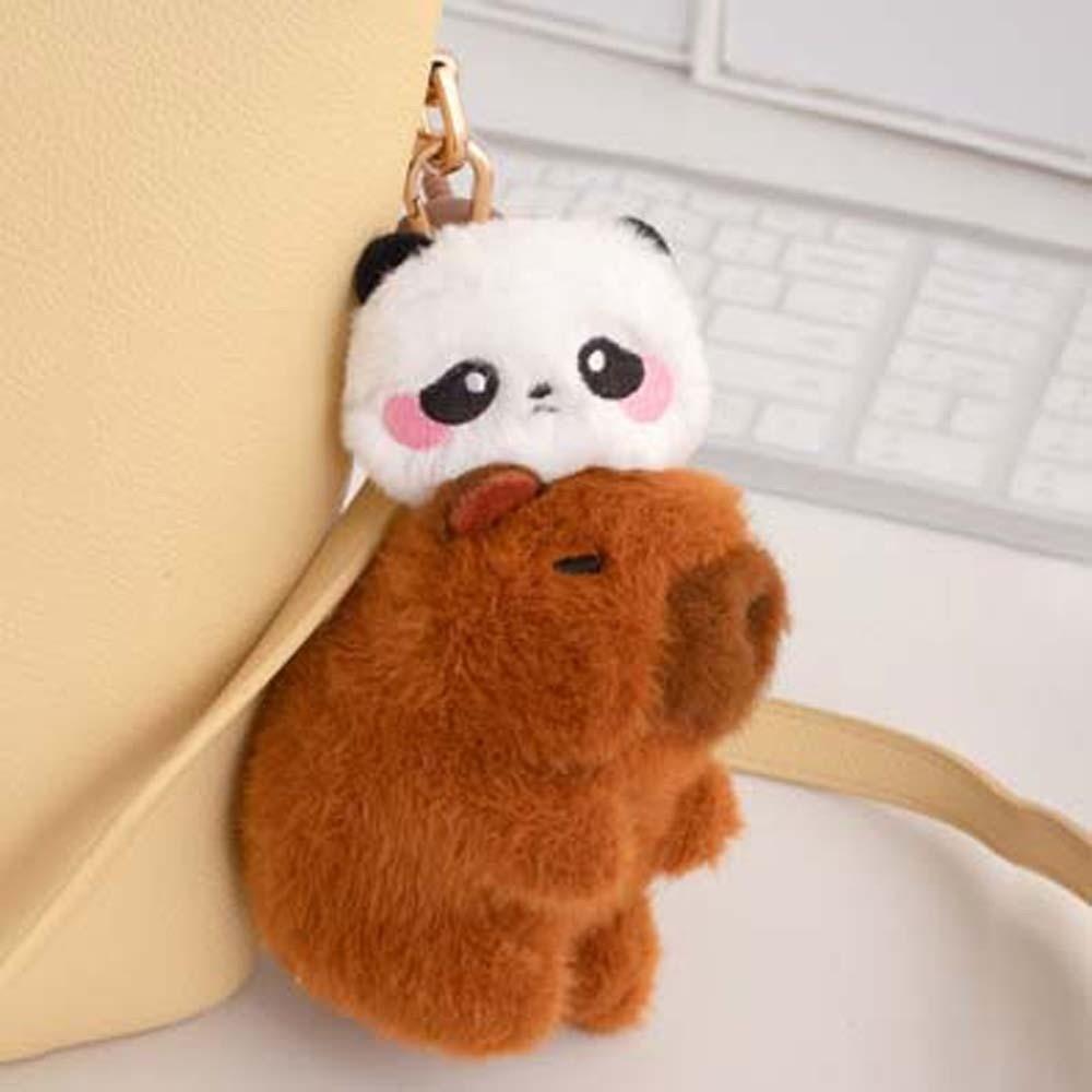 Funny Pulling Rope Capybara Dolls Key Ring Cartoon Capybara Keychain Plush Animal Pendant  Friends