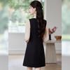 Women's Doll Collar Faux Two-Piece Midi Shirt Dress