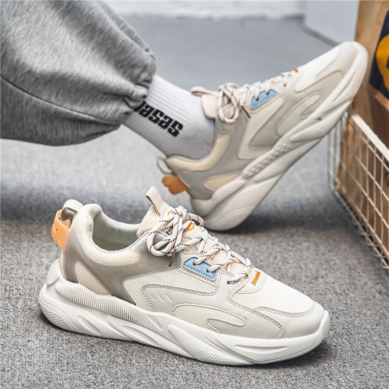 Summer mesh breathable soft sole running travel little white sports shoes spring casual dad shoes