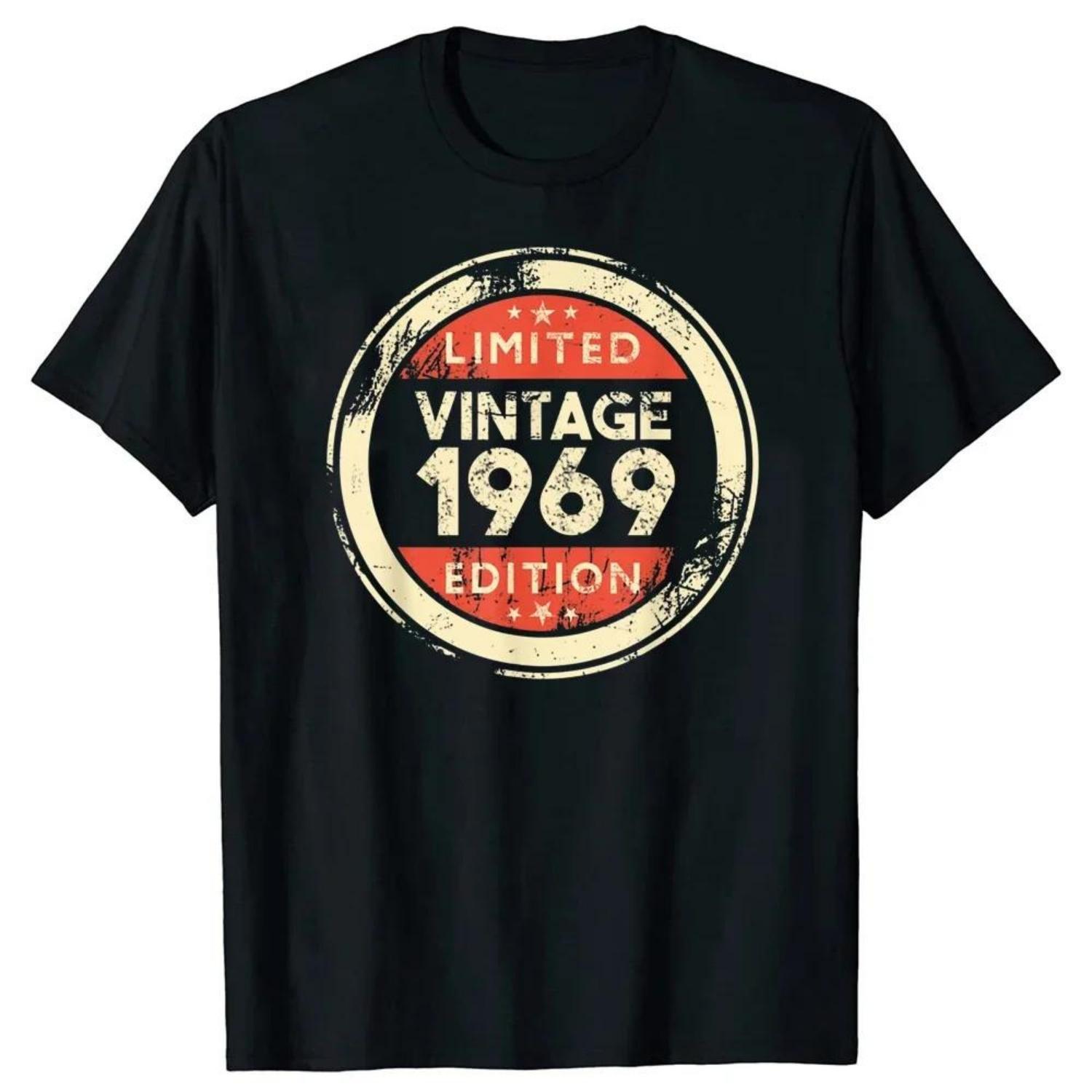 

New Men 1969 Shirt 57 Years Old T Shirt Oversize Printed Casual Tee Shirt Casual Short Sleeve Vintage Couples TShirt S чёрный