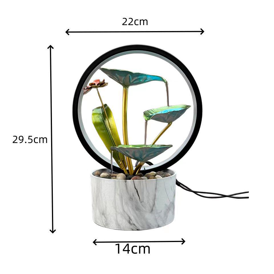 Lotus Water Fountain with Light & Fish Tank: Feng Shui Wheel for Wealth & Home Decor
