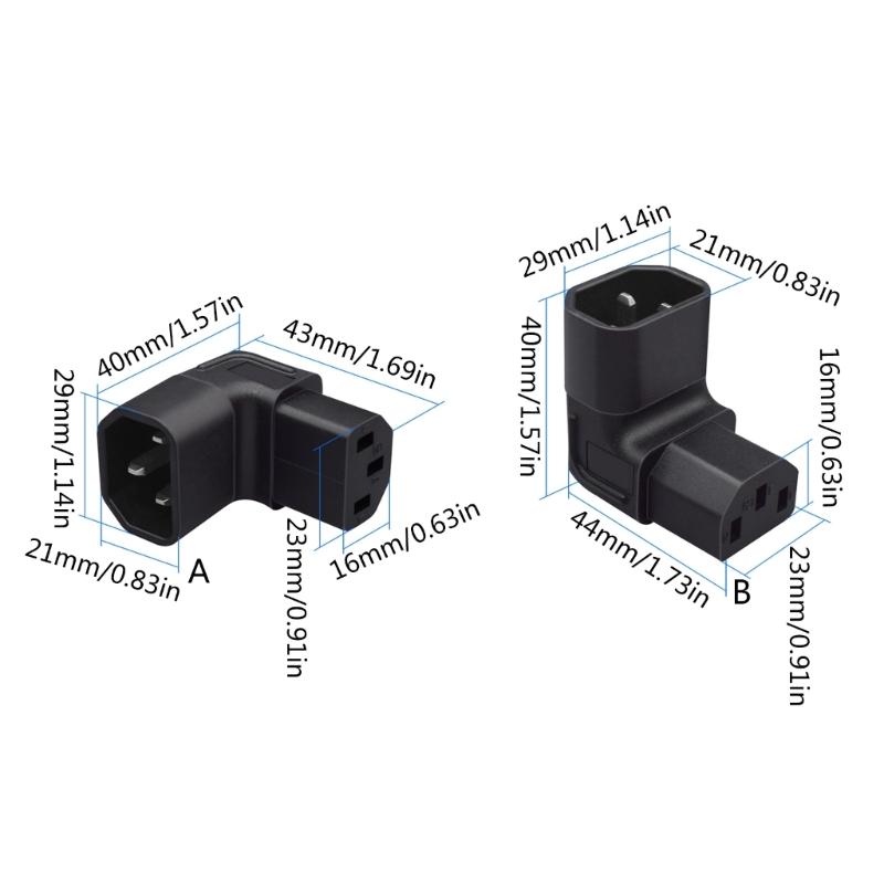 IEC320 C14 auf C13 Winkelstecker C14 3-polig männlich auf C15 weiblich Seitenwinkel Konverterstecker Adapter für PC