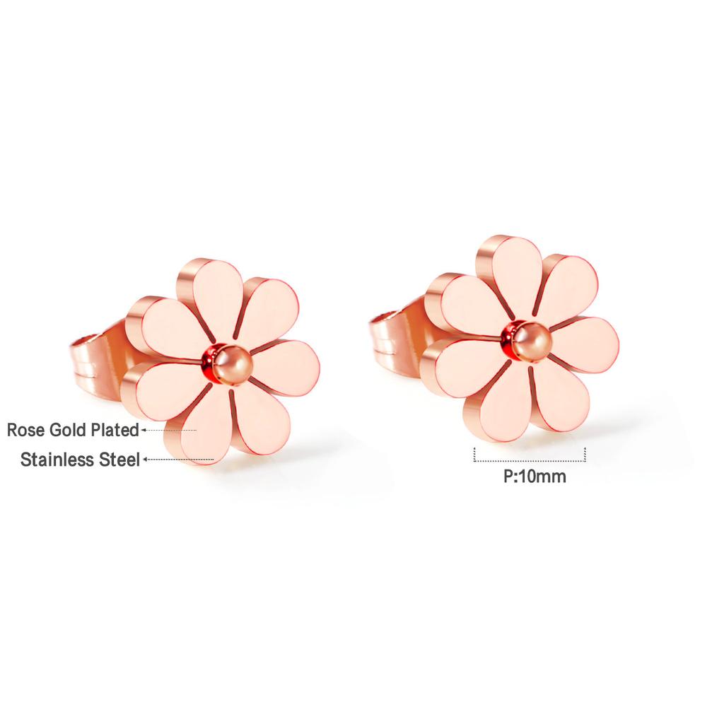 Earrings Small Daisy Stud Earrings Niche Design Temperament Flower Earrings Stainless Steel Plated 14K Gold Jewelry Women