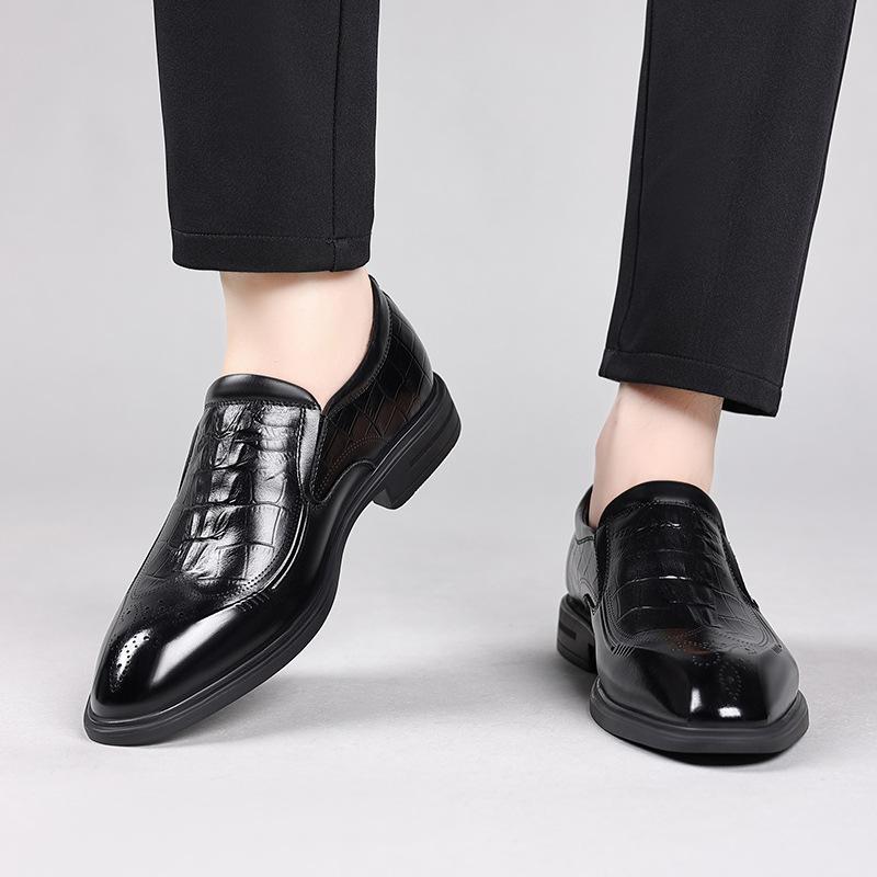 Strictly selected men's casual leather shoes crocodile pattern fashion platform leather wedding shoes British style business dress Wenzhou men's shoes