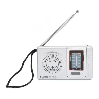Radio AM FM Gris Argent Format de Poche Radio AM FM Compacte à Design Simple Alimentée par Piles AA Radio de Poche pour