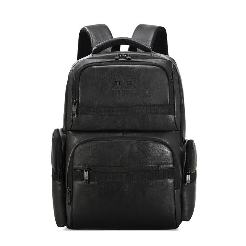 Schoolbag New PU Men's Backpack Commuter Computer Bag Large Capacity Backpack Premium Business Work Travel Bag