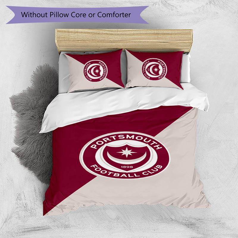 Portsmouth FC Printed 3PCS Bedding Set Breathable Duvet Cover with Pillowcases Decorative Bed Linen for Bedroom Home