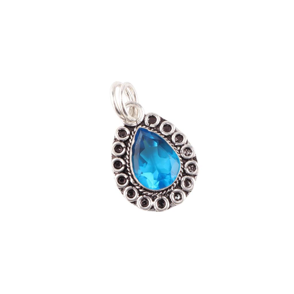 Swiss Blue Topaz Gemstone 925 Sterling Silver Jewelry Designer Pendant 1.02" For Thanksgiving Gift PP-26-8