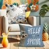 1pcs Pillow Case, Hello Spring and Floral Print Pillowcase, Living Room Sofa Chair Cushion Cover, Bedroom Room Decoration